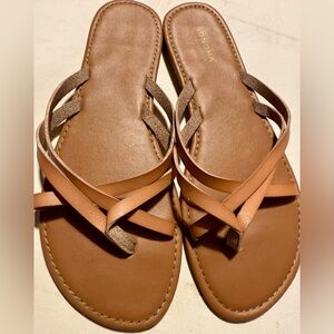 Sonoma Women's Brown Cross-Strap Sandals